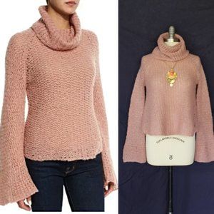 Calypso St. Barth wool Mohair turtle neck cowl tunic sweater bell sleeve Cheetos